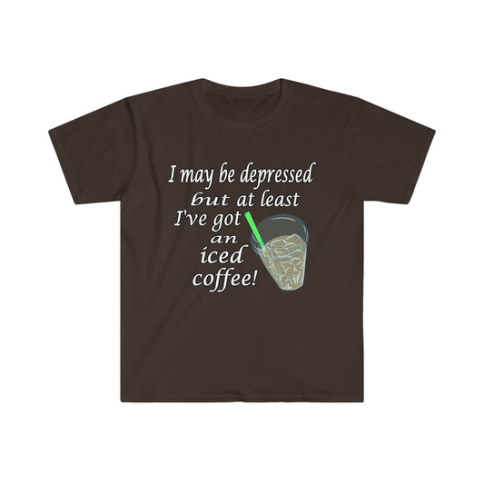 Depressed But Coffee - Softstyle T-Shirt